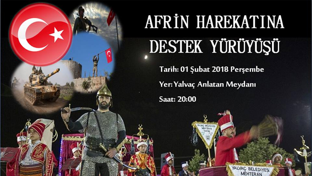 Yalvaç Belediye MEHTER TAKIMI’ndan AFRİN’e DESTEK Yürüyüşü